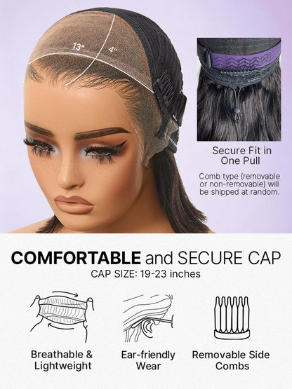 Luvme Hair NatureMAX™ 13x4 HD lace front wig with loose wave, 250% density, pre-cut lace, and flexible drawstring cap.