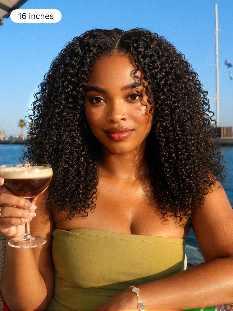 Beginner Friendly 200% Density Glueless 5x5 Closure Pre-Cut Lace Afro Curly Wig One Size Fits All Cap-67