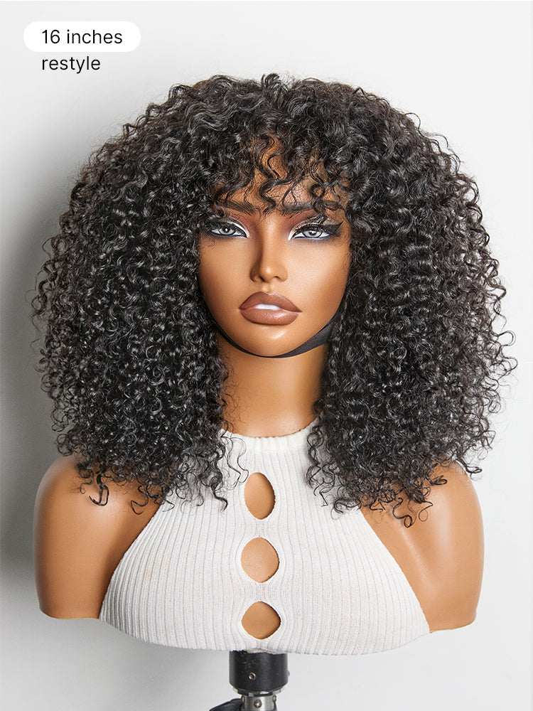 Beginner Friendly 200% Density Glueless 5x5 Closure Pre-Cut Lace Afro Curly Wig One Size Fits All Cap-69