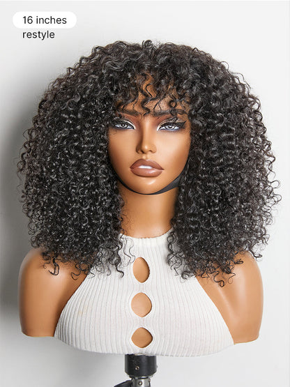 Beginner Friendly 200% Density Glueless 5x5 Closure Pre-Cut Lace Afro Curly Wig One Size Fits All Cap-69