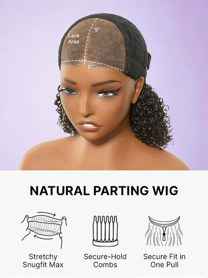 Beginner Friendly 200% Density Glueless 5x5 Closure Pre-Cut Lace Afro Curly Wig One Size Fits All Cap-63