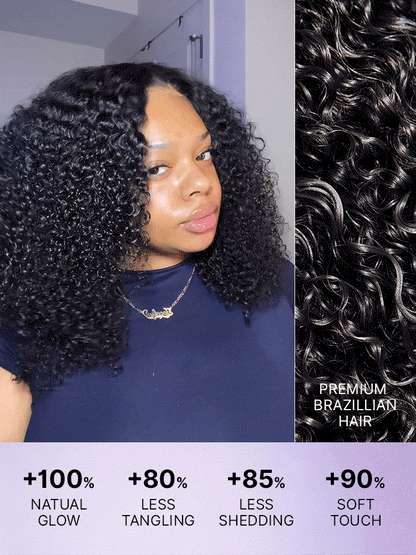 Luvme Hair afro curly lace wig with 5x5 closure, beginner-friendly, 200% density, pre-cut glueless cap, one size fits all.
