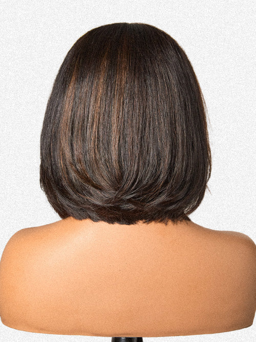 Blonde Highlight / Brown Highlight Short Layered Bob Wig Glueless 5x5 Closure Pre-Cut Lace Wig-58