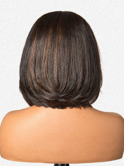 Blonde Highlight / Brown Highlight Short Layered Bob Wig Glueless 5x5 Closure Pre-Cut Lace Wig-58