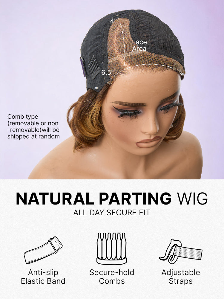 Luvme Hair 1 SEC INSTALL lace wig with natural black loose waves, ombre highlights, pre-cut lace, glueless minimalist design