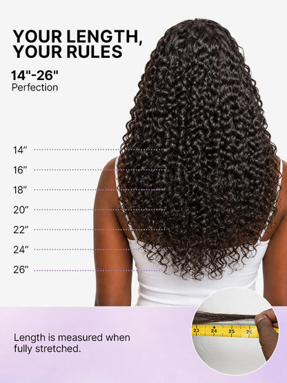 Luvme Hair water wave glueless half wig with 250% density, fluffy full volume, flexible fit, and drawstring for easy wear.