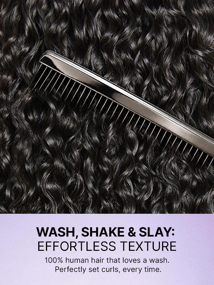 Fluffy & Full 250% Density Water Wave Glueless Half Wig Flexi-Fit Drawstring-12