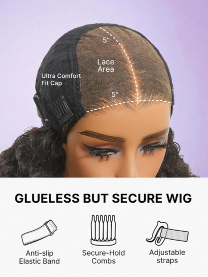 Luvme Hair 5x5 HD lace wig with Burmese curly texture, pre-cut lace, finger coil ends, 180% density, glueless closure style