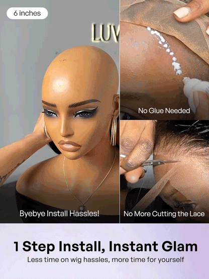 Luvme minimalist lace wig featuring a stylish pixie cut, HD lace, and a glueless, pre-cut design for a natural look.