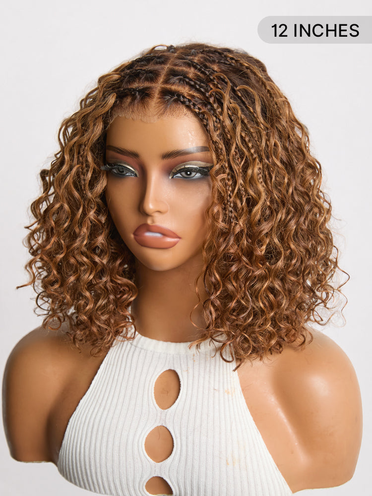 Readitress™ Boho Braids Deep Curly Glueless 5x5 Closure Lace with Braided Top Human Hair Wig Pre-Cut Lace-150