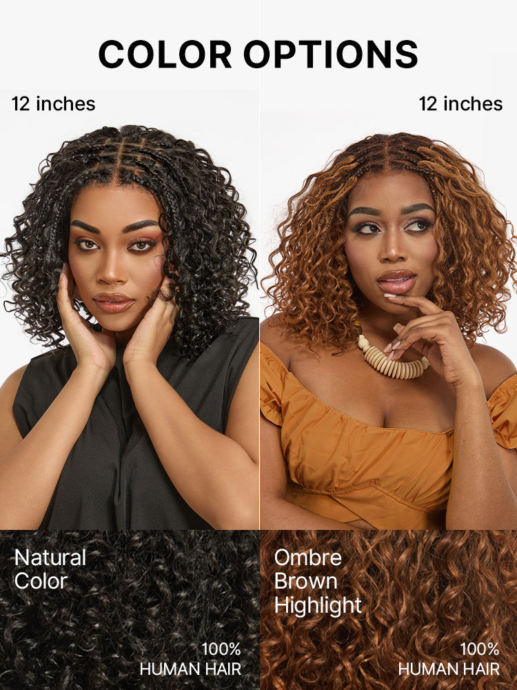 Readitress™ Boho Braids Deep Curly Glueless 5x5 Closure Lace with Braided Top Human Hair Wig Pre-Cut Lace-149