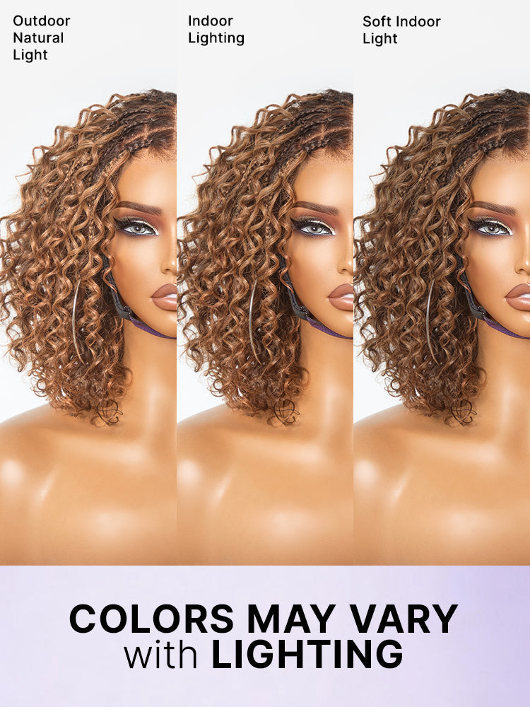 Readitress™ Boho Braids Deep Curly Glueless 5x5 Closure Lace with Braided Top Human Hair Wig Pre-Cut Lace-154