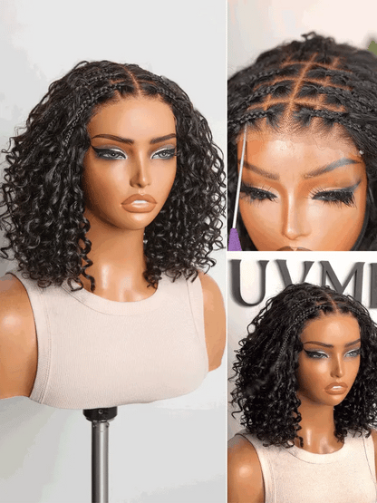 Luvme Hair Readitress™ Boho Braids deep curly human hair wig with 5x5 lace closure and braided top, pre-cut lace, glueless style