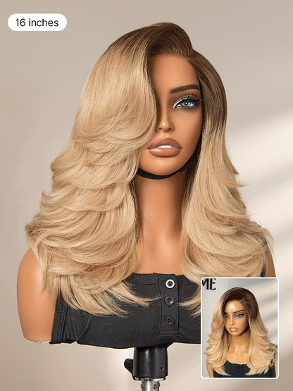 Effortlessly Chic Butterfly Cut Layered Wavy Glueless HD Minimalist Lace Short Wig-67