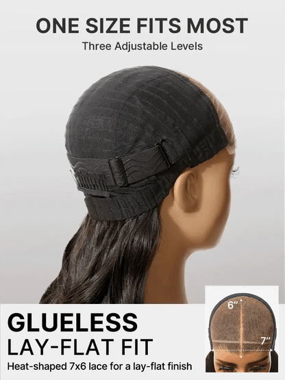 Luvme All-Day Comfort™ Wig 180% / 250% Density Kinky Body Wave / Layered Light Kinky Straight PartingMax Glueless 7x6 Closure HD Lace Wig Pre-Cut Lace-36