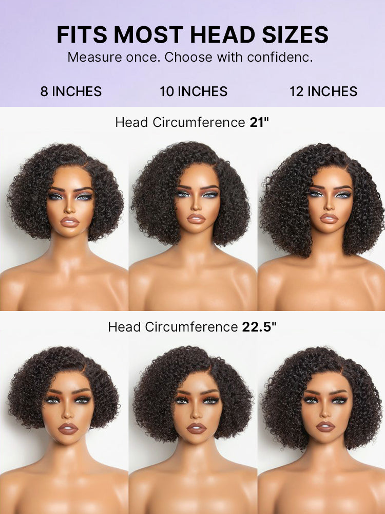 Luvme minimalist lace wig with short curly 100% human hair, glueless side part and pre-cut lace for natural styling.
