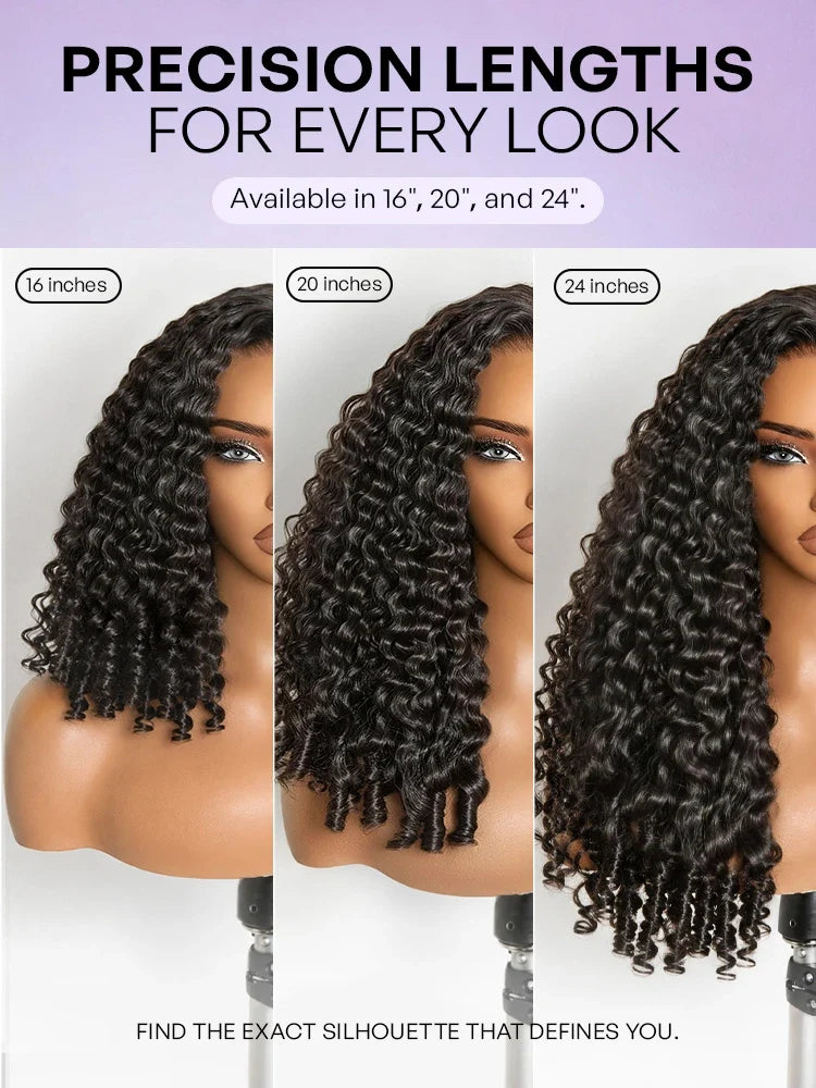 Luvme All-Day Comfort Wig with Burmese curly finger coil ends, HD lace, 7x6 closure, pre-cut lace, and 180% density.