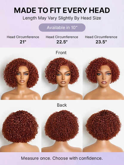 Trendy Copper Red Glueless Minimalist HD Lace Curly Bob Wig Pre-Cut Lace-08
