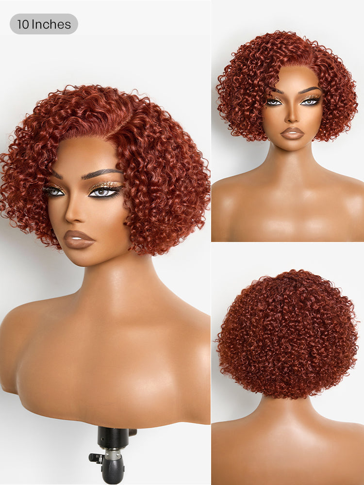 Trendy Copper Red Glueless Minimalist HD Lace Curly Bob Wig Pre-Cut Lace-02