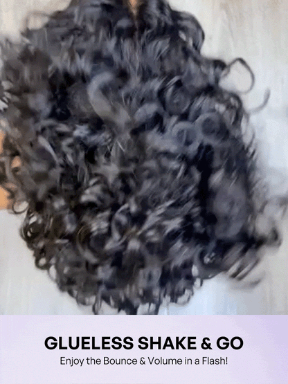 Natural Black / Brown Highlight Water Wave Pixie Cut Glueless Minimalist HD Lace Short Curly Wig-74
