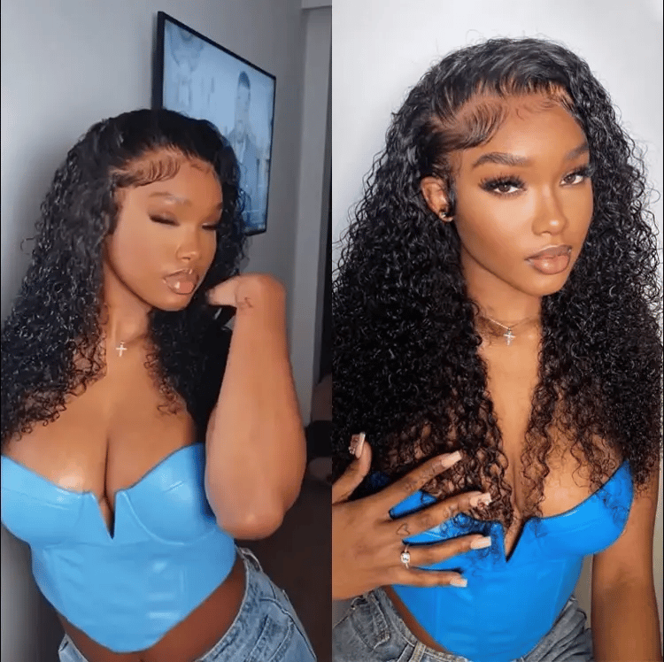 PreMax 180% / 250% Density Water Wave Glueless Flexi-Fit Drawstring 13x4 Frontal Lace Fluffy Curly Wig Pre-Cut Lace-130