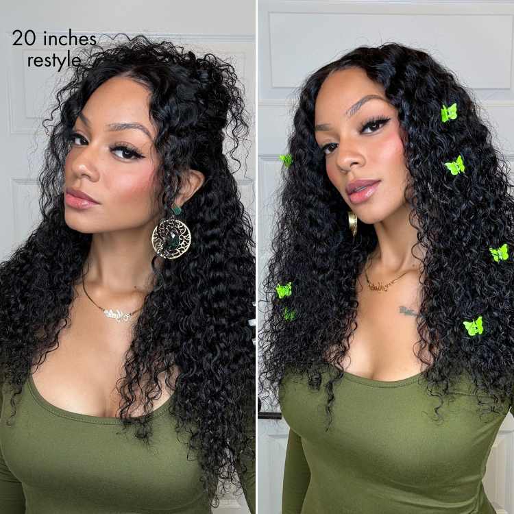 PreMax 180% / 250% Density Water Wave Glueless Flexi-Fit Drawstring 13x4 Frontal Lace Fluffy Curly Wig Pre-Cut Lace-126