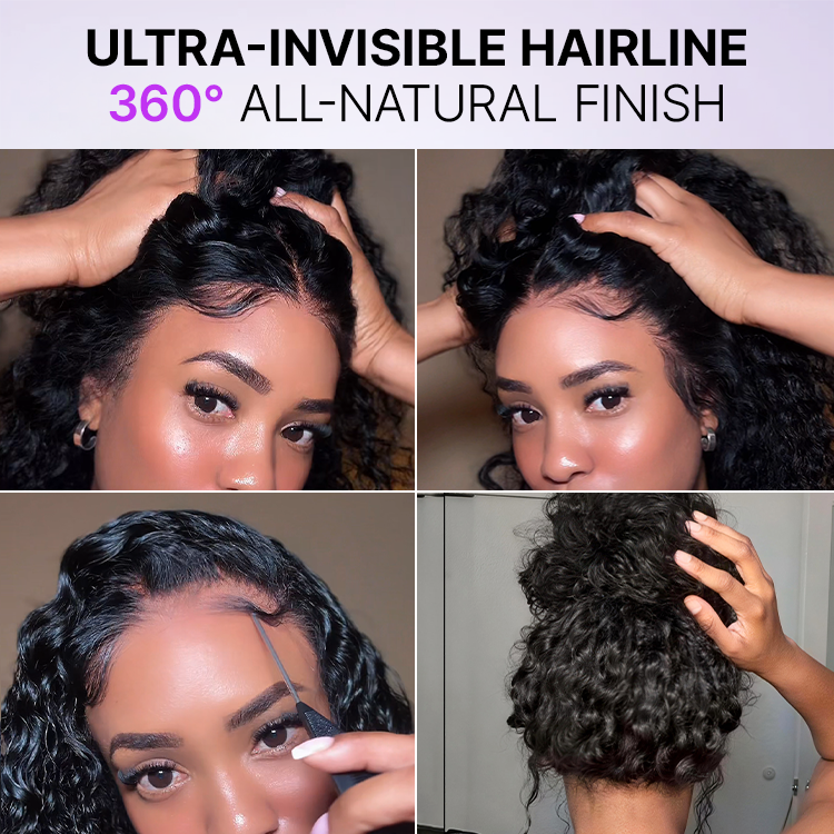 PreMax 180% / 250% Density Water Wave Glueless Flexi-Fit Drawstring 13x4 Frontal Lace Fluffy Curly Wig Pre-Cut Lace-125