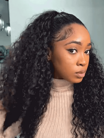 Fluffy & Full 250% Density Water Wave Glueless Half Wig Flexi-Fit Drawstring-17