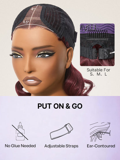 Dark Plum 99J Color Wig Loose Wave Minimalist HD Lace Glueless Mid Part Short Wig Pre-cut Lace-13