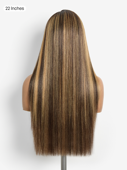Luvme All-Day Comfort Wig 180% Density Blonde Highlight Butterfly Cut Layered Light Yaki Straight Glueless 7x6 Closure HD Lace Wig Pre-Cut Lace-54