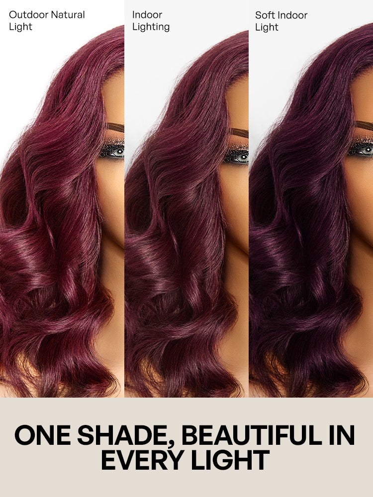 Dark Plum 99J Color Wig Loose Wave Minimalist HD Lace Glueless Mid Part Short Wig Pre-cut Lace-19