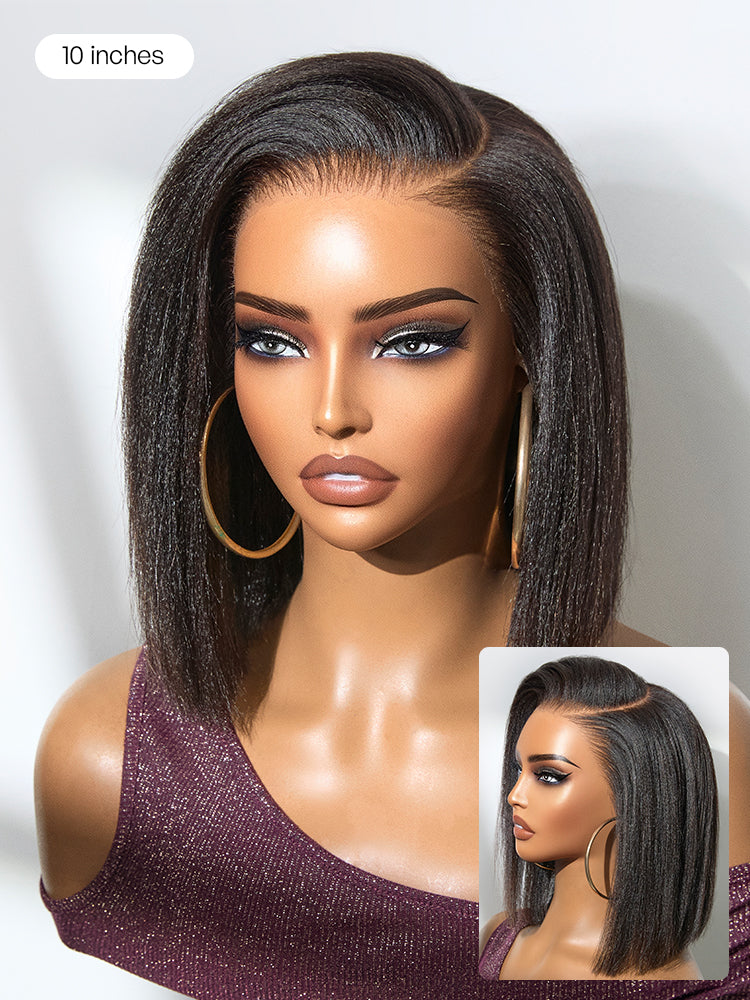 PreMax Wigs - Nature Max Yaki / Silky Bob Ear-to-Ear Glueless 13x6 Frontal HD Lace Short Bob Wig-35
