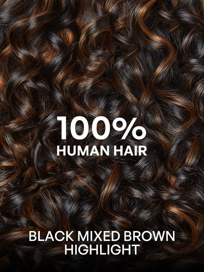 Effortless Elegance Copper Highlight / Natural Black Bouncy Curl Wig Minimalist HD Lace Glueless Wig Pre-Cut Lace-44