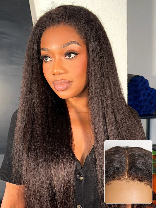 Luvme All-Day Comfort™ Wig 4C Kinky Edges Kinky Straight Glueless 7x6 Closure HD Lace Human Hair Wig Pre-Cut Lace-43