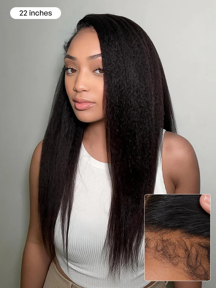 Luvme All-Day Comfort™ Wig 4C Kinky Edges Kinky Straight Glueless 7x6 Closure HD Lace Human Hair Wig Pre-Cut Lace-44