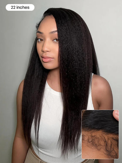 Luvme All-Day Comfort™ Wig 4C Kinky Edges Kinky Straight Glueless 7x6 Closure HD Lace Human Hair Wig Pre-Cut Lace-44