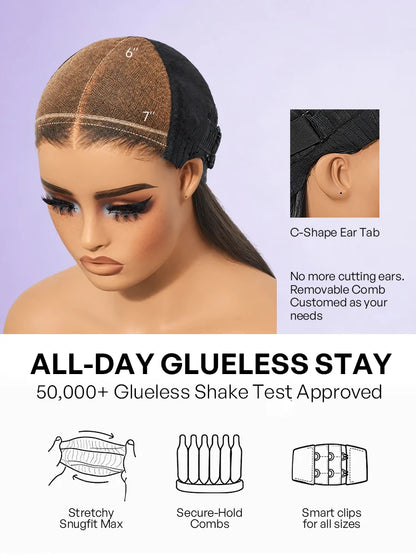 Luvme All-Day Comfort™ Wig 4C Kinky Edges Kinky Straight Glueless 7x6 Closure HD Lace Human Hair Wig Pre-Cut Lace-52