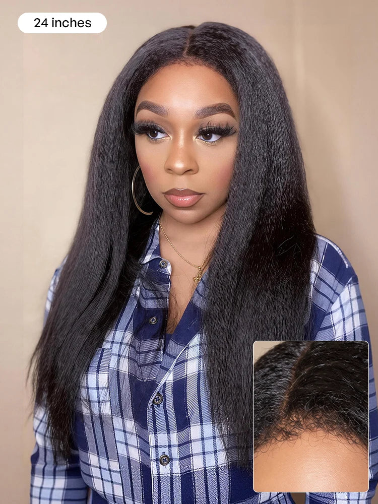 Luvme All-Day Comfort™ Wig 4C Kinky Edges Kinky Straight Glueless 7x6 Closure HD Lace Human Hair Wig Pre-Cut Lace-48
