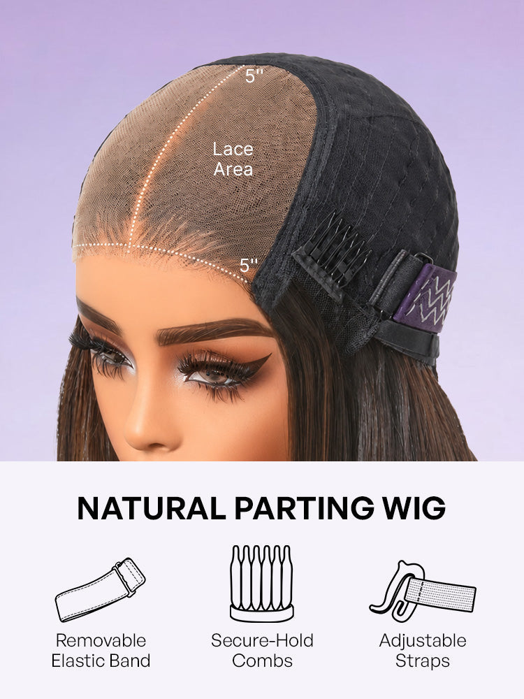Readitress™ Ombre Brown Highlight Boho Braids Deep Curly Glueless 5x5 Closure Lace with Braided Top Human Hair Wig Pre-Cut Lace-32