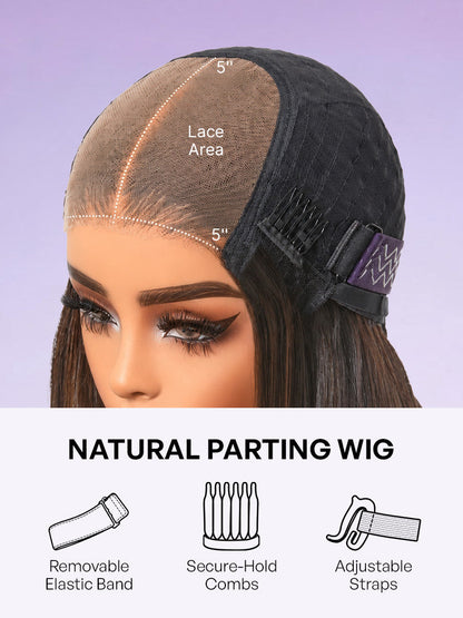 Readitress™ Ombre Brown Highlight Boho Braids Deep Curly Glueless 5x5 Closure Lace with Braided Top Human Hair Wig Pre-Cut Lace-32