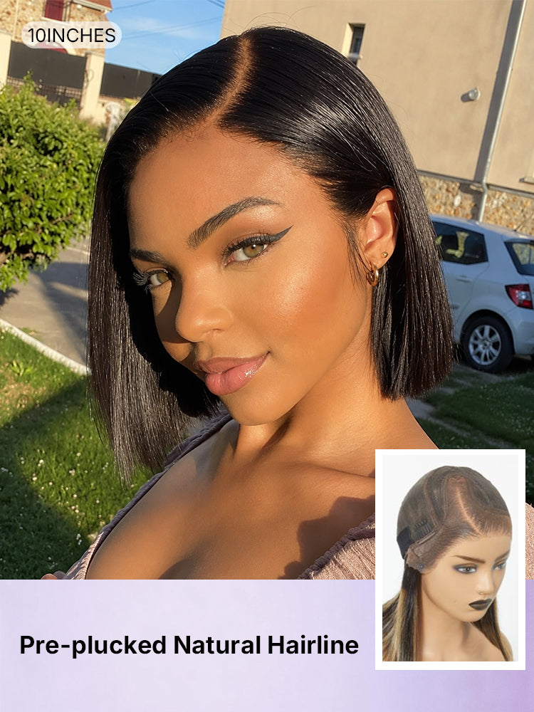 PreMax Wigs - Natural Black / Blonde Highlight C Part Glueless Lace Front Bob Wig Pre-cut Lace-42
