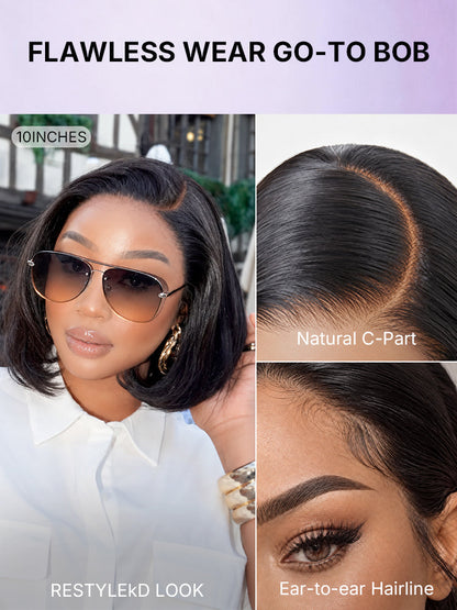 PreMax Wigs - Natural Black / Blonde Highlight C Part Glueless Lace Front Bob Wig Pre-cut Lace-43