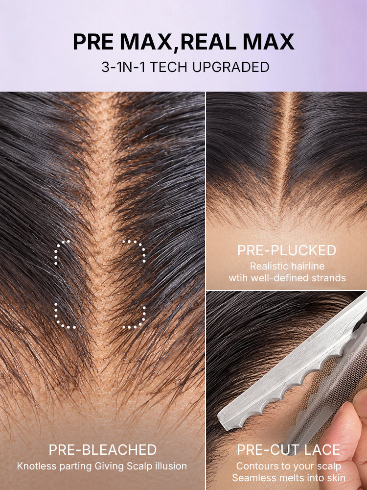 PreMax Wigs - Natural Black / Blonde Highlight C Part Glueless Lace Front Bob Wig Pre-cut Lace-44