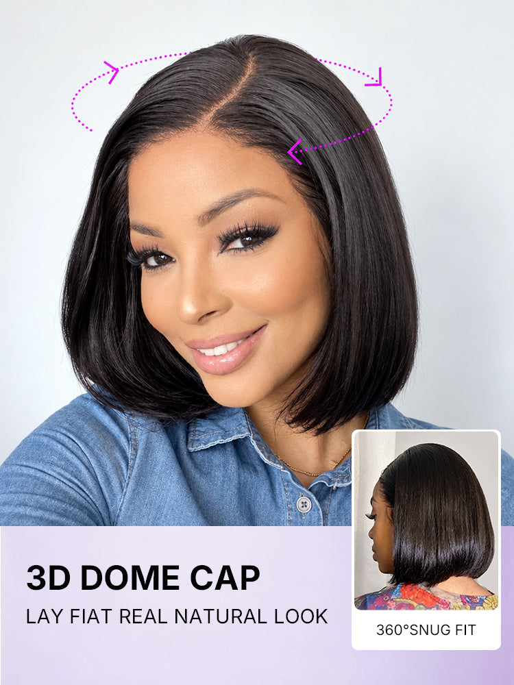 PreMax Wigs - Natural Black / Blonde Highlight C Part Glueless Lace Front Bob Wig Pre-cut Lace-46