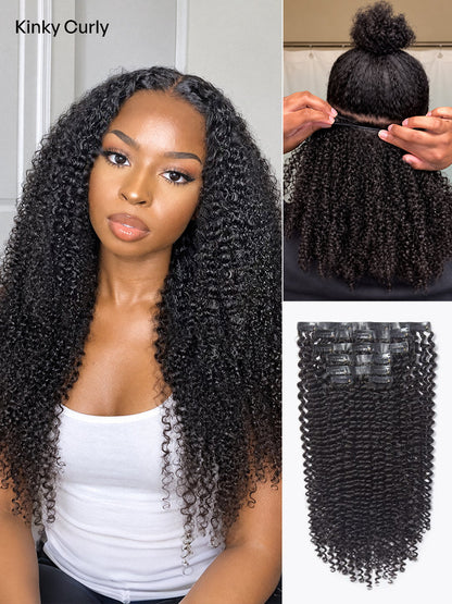 2 Packs Straight / Body Wave / Kinky Curly / Yaki Straight / Kinky Straight Clip in Hair Extensions with Free Gift-32