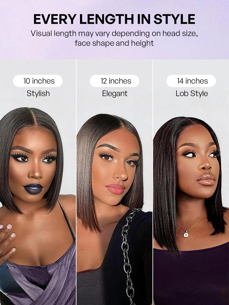 Luvme All-Day Comfort™ Wig Blunt Cut Bob Glueless Minimalist HD Lace Short Human Hair Wig Pre-Cut Lace-69
