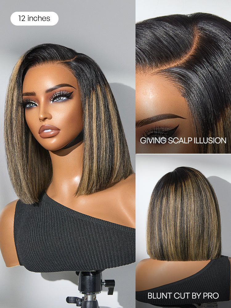 Luvme All-Day Comfort™ Wig Blunt Cut Bob Glueless Minimalist HD Lace Short Human Hair Wig Pre-Cut Lace-75