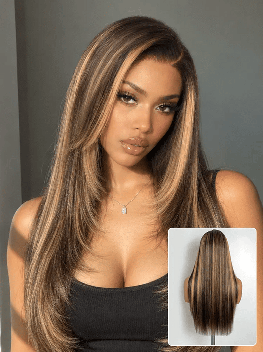Luvme All-Day Comfort Wig 180% Density Blonde Highlight Butterfly Cut Layered Light Yaki Straight Glueless 7x6 Closure HD Lace Wig Pre-Cut Lace-56