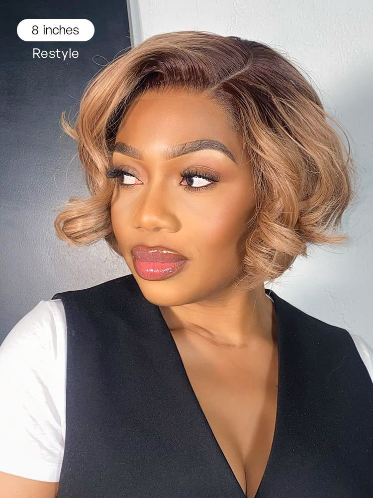Ash Blonde Ombre Blunt Cut Bob Glueless Minimalist HD Lace Short Bob Wig Ready to Go Pre-Cut Lace-24
