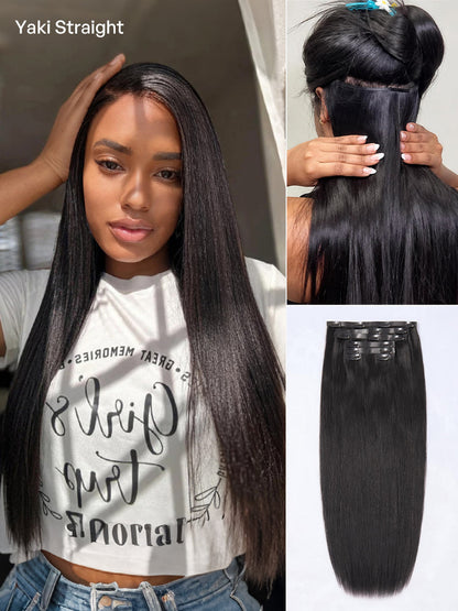 Straight / Body Wave / Kinky Curly / Yaki Straight / Kinky Straight / Messy Curly Clip in Hair Extensions Real Human Hair Pieces 135g 9pcs / 7pcs with Free Gift-40